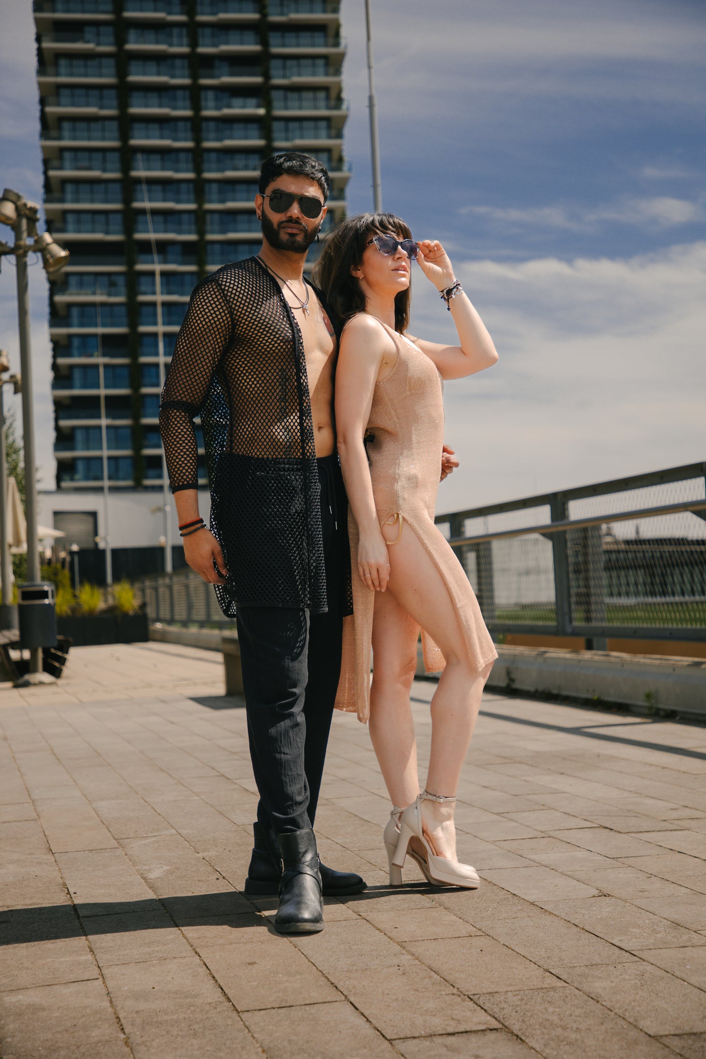 Netz Cardigan, black,mit Glückshornverschluss,  One Size