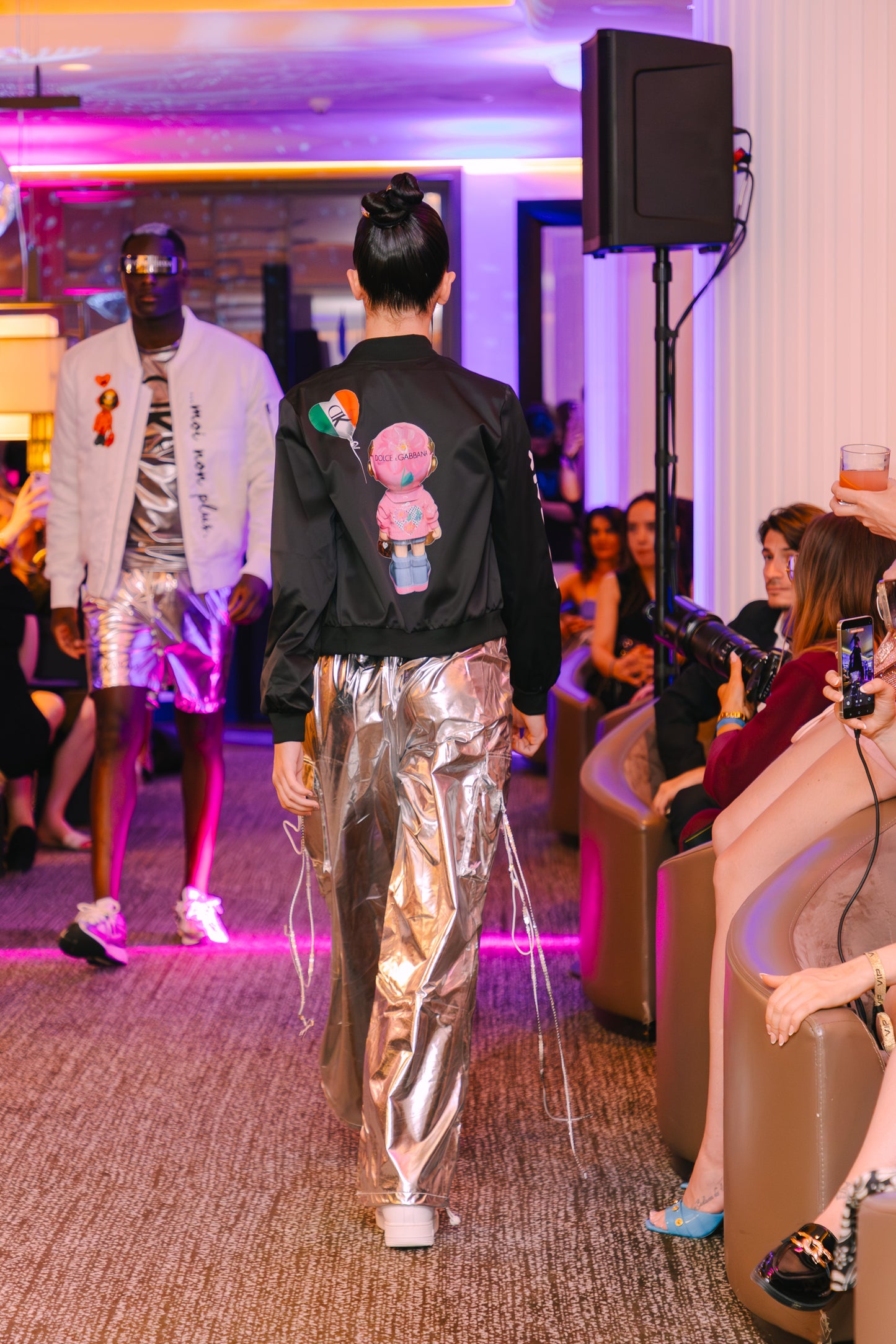 Bomberjacke Fly me to Italy, schwarz, Größe S