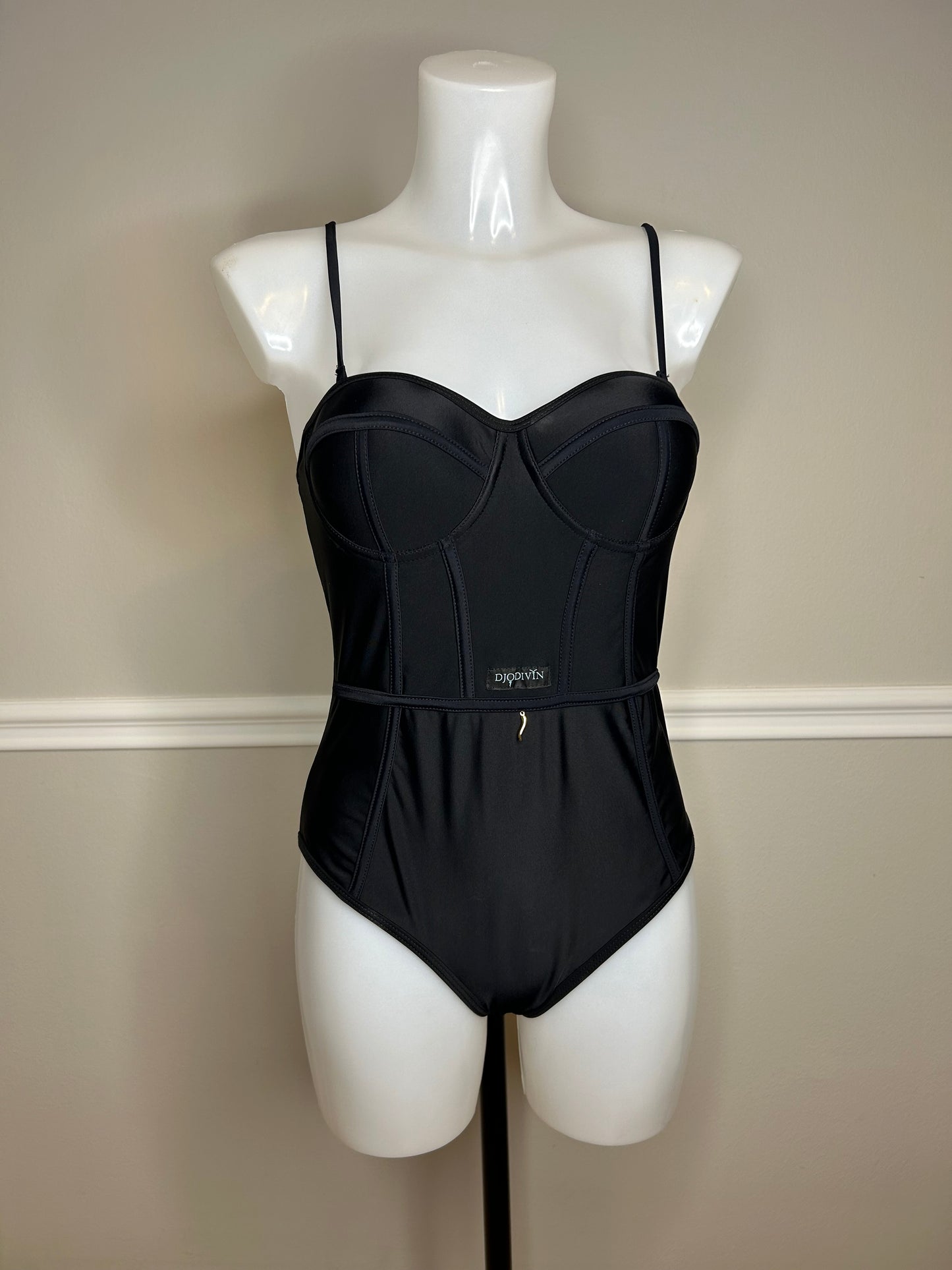 Badeanzug schwarz im Coursagen-Style, Größe M