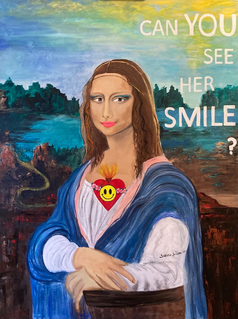 Art Bag "Monalisa's Smile" mit Mini-Leinwand