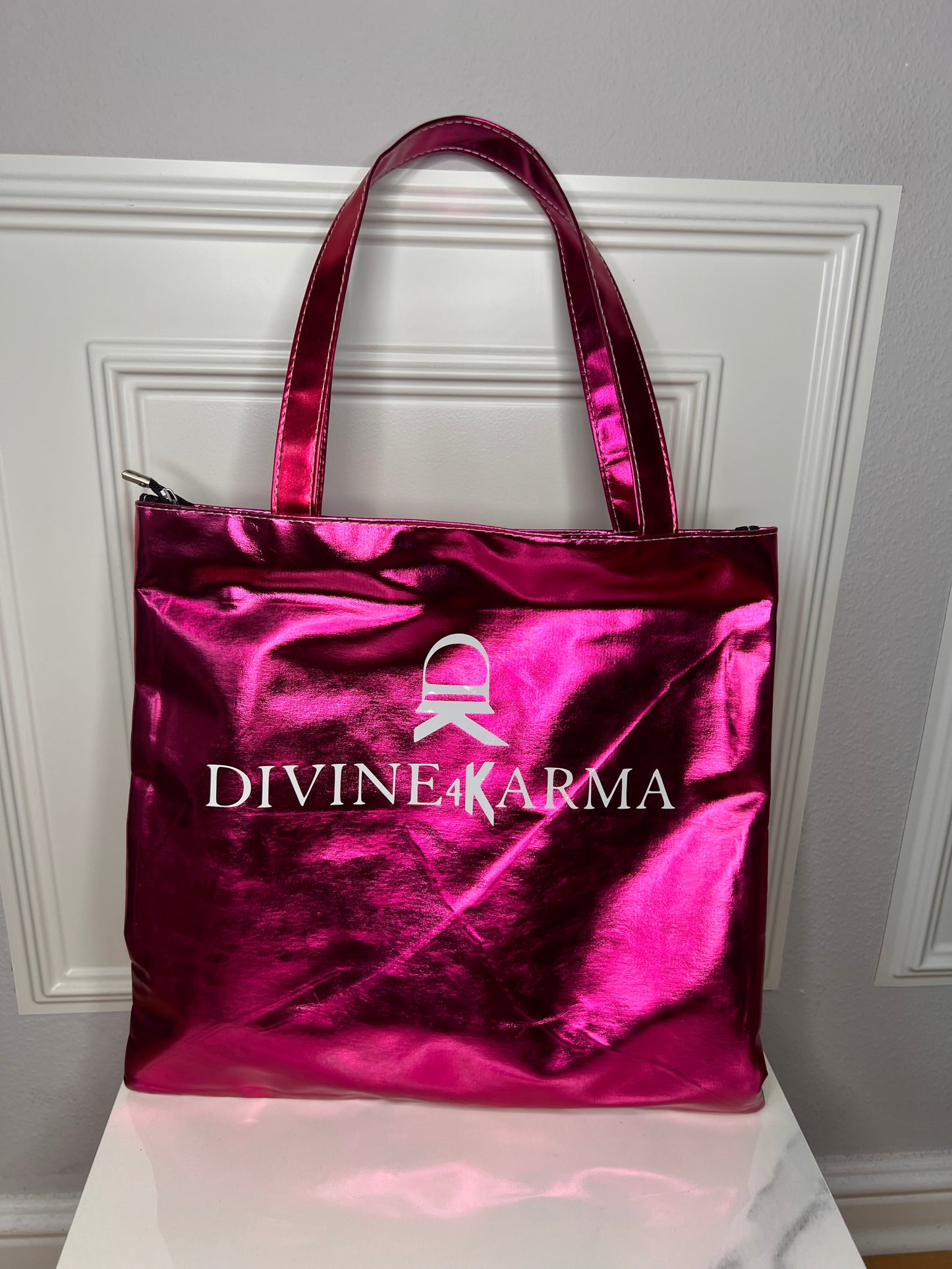 Fashion Bag “Moon Player”, pink metallic, 38x36cm+Gurt