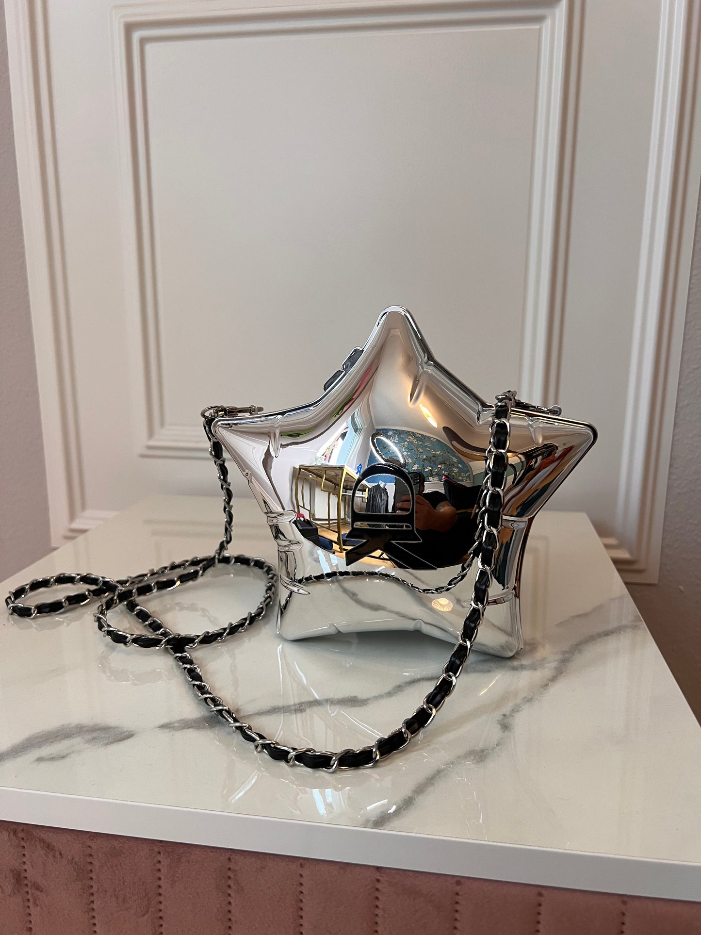 Balloon Bag „Star“, silver, 21x21x9cm+Gurt