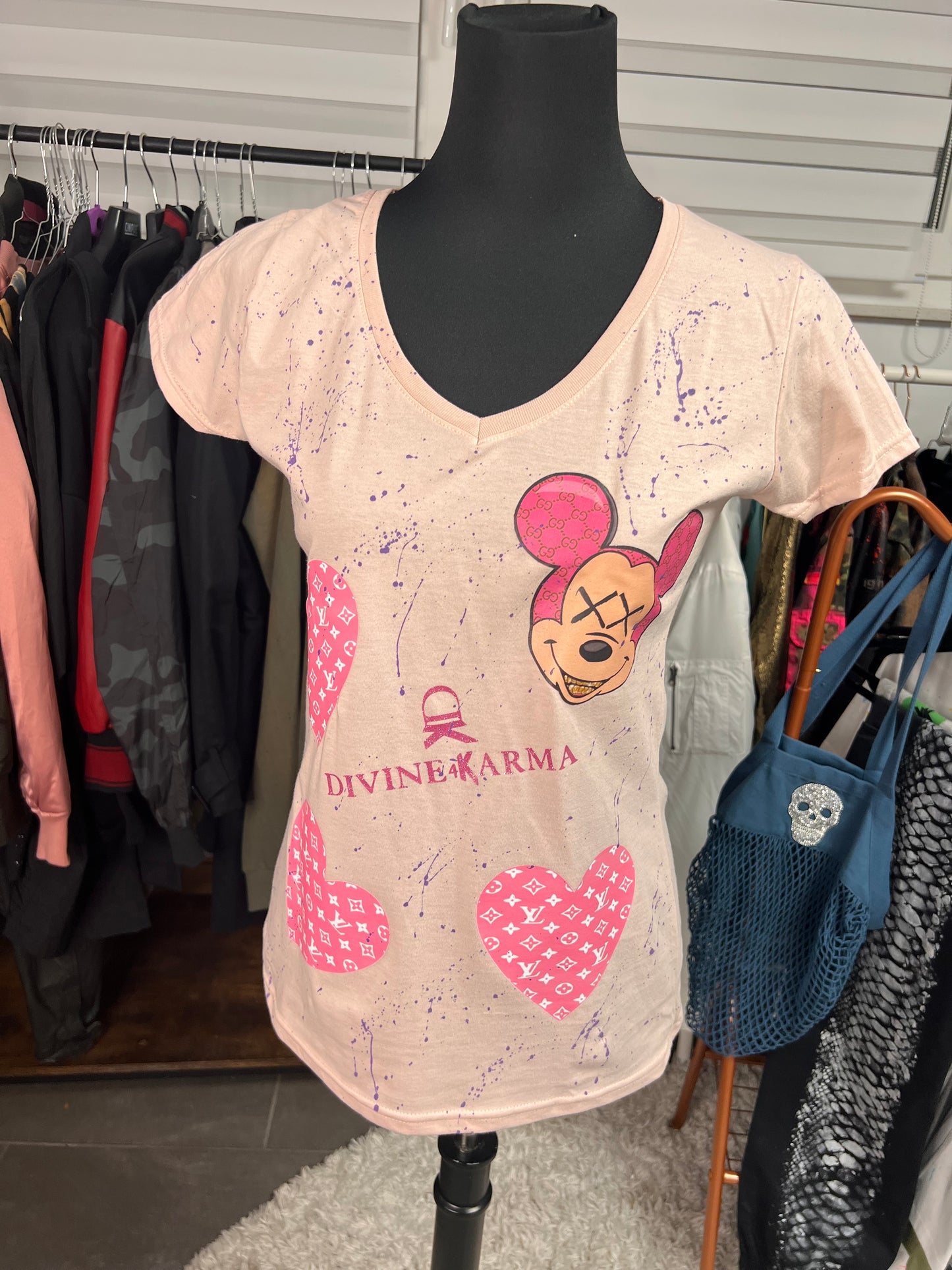 T-Shirt, kurzarm, „Mouse Love“, kunstveredelt