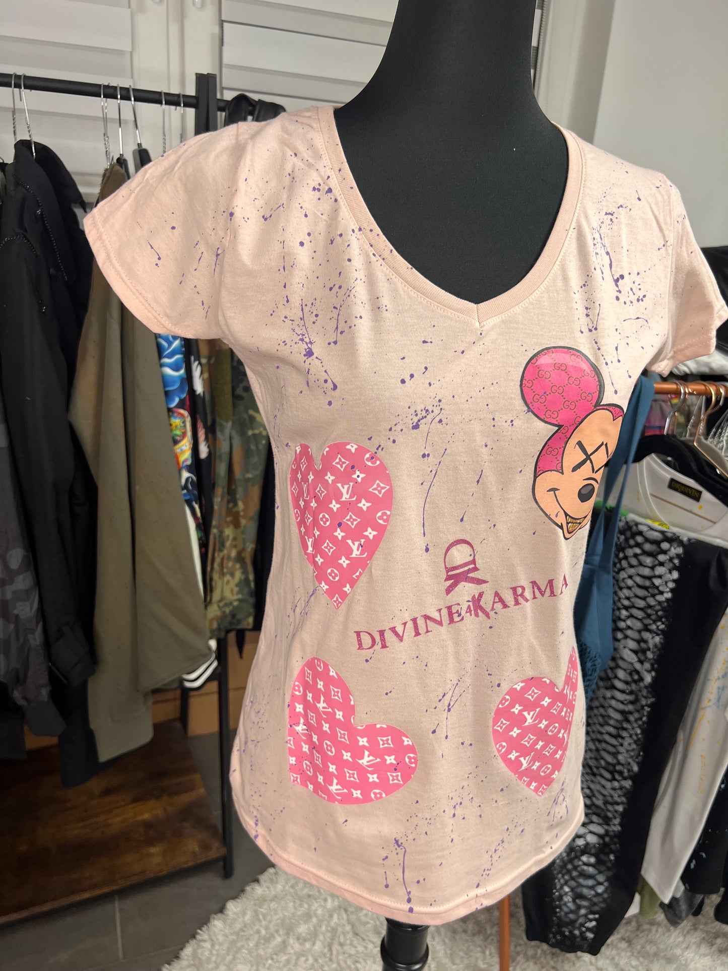T-Shirt, kurzarm, „Mouse Love“, kunstveredelt