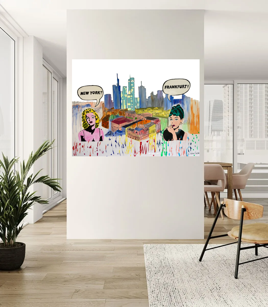 Original-Gemälde, 120x90cm, "Breakfast at Frankfurt's", Acryl & Öl auf Leinwand