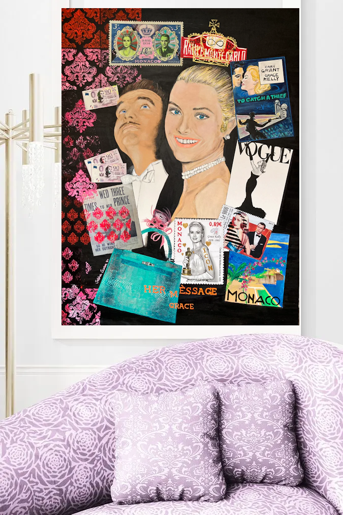 Original-Gemälde, 120x90, "Monaco loves Grace", Acryl & Öl auf Leinwand
