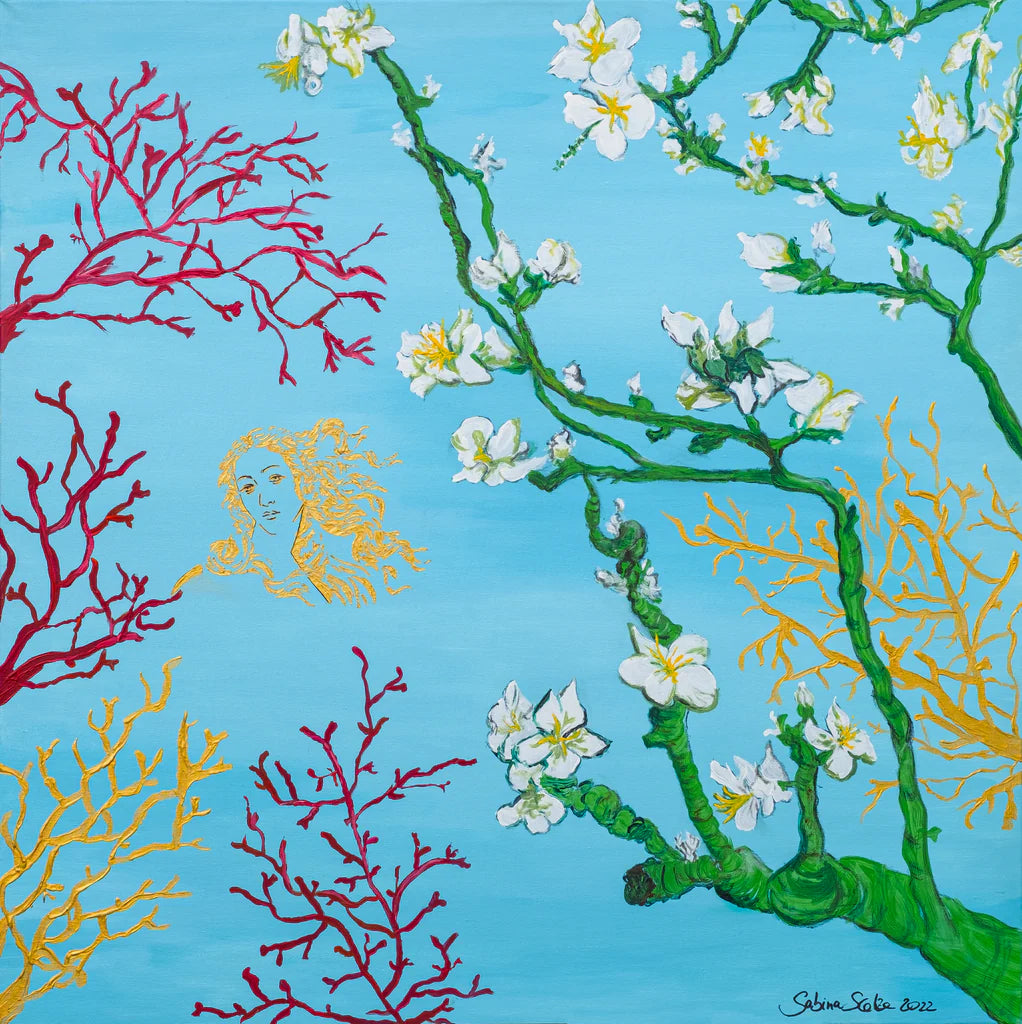 Art Bag "Coral Blossom" mit Mini-Leinwand