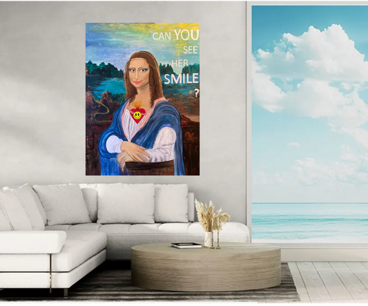 Original-Gemälde, 120x90, "Monalisa's Smiley", Acryl & Öl auf Leinwand