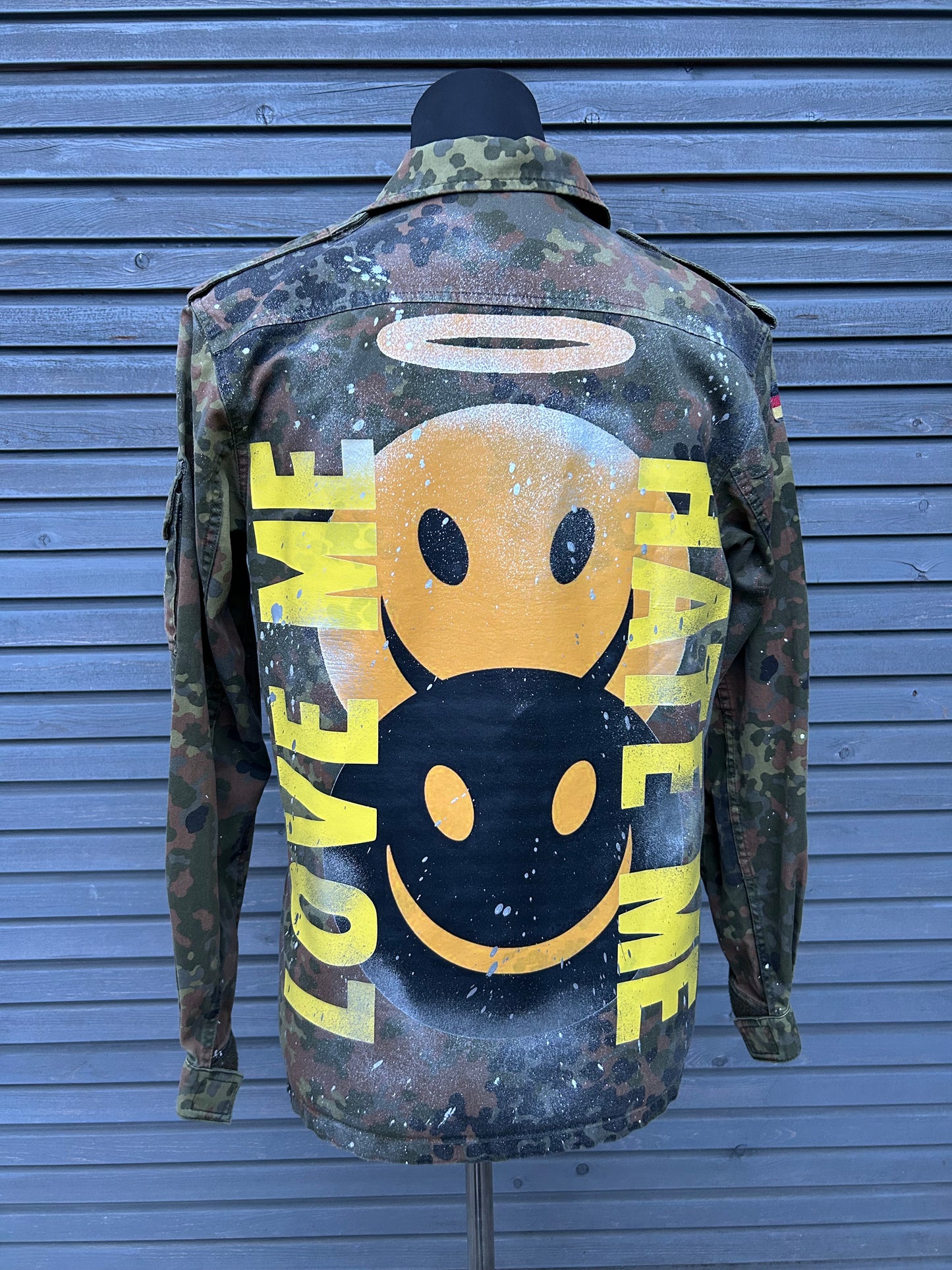 Military Jacket "Love Me / Hate Me", kunstveredelt, Größe S
