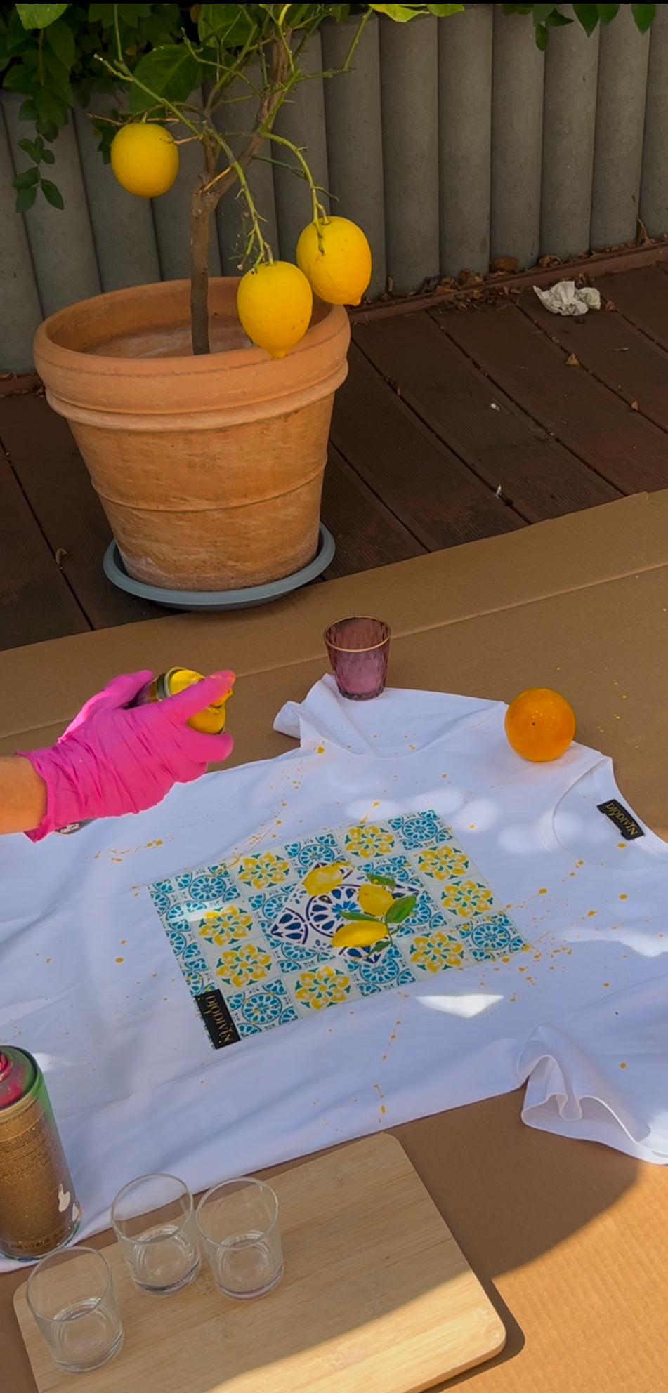 Grafitti T-Shirt "Amalfi Love", kunstveredelt