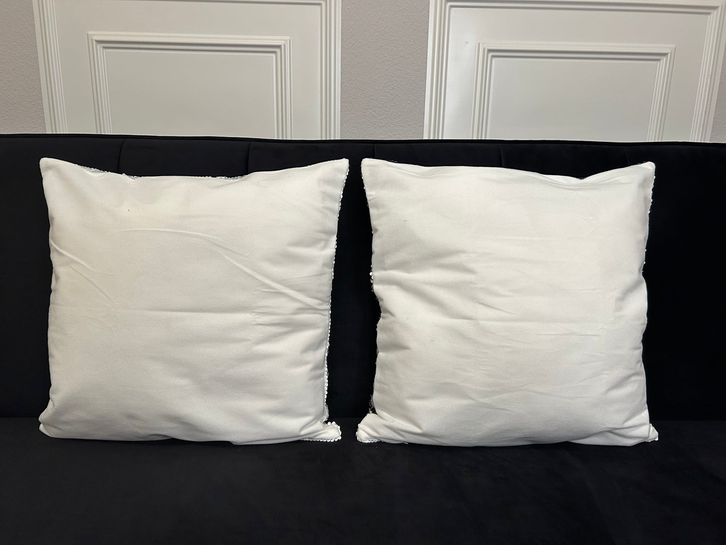 Pailletten-Kissen „2er Set Monogram“ mit selbstgemaltem Motiv (nur Bezug), 45x45cm