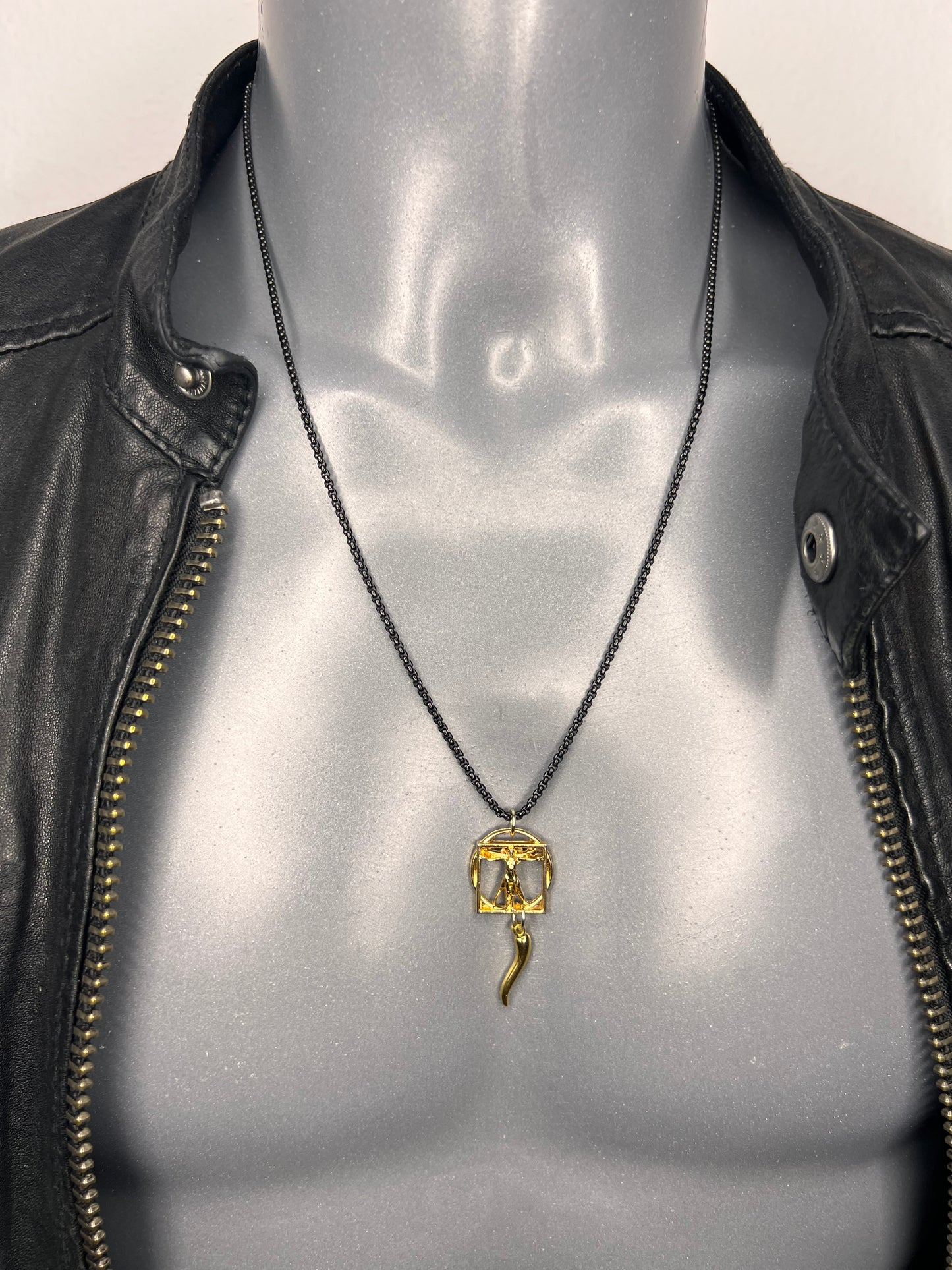 Halskette "Da Vinci" 14KT gold plated mit Glücks-Horn