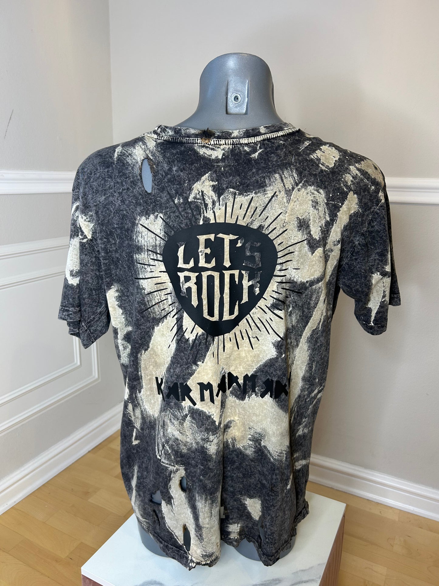 T-Shirt, kurzarm, „Let`s Rock, kunstveredelt, Größe M