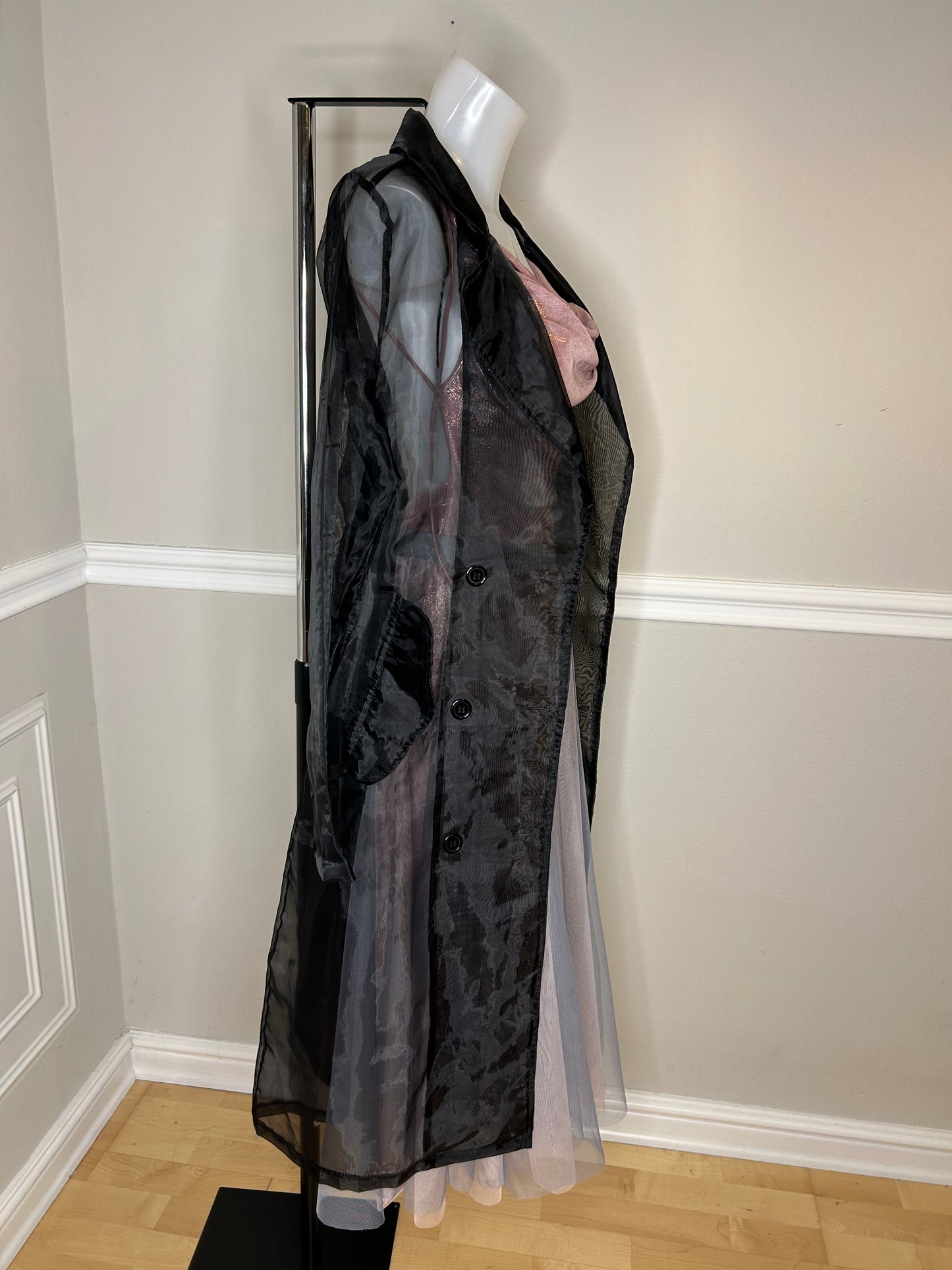 Transparenter Trenchcoat „French Moon“(Organza), black