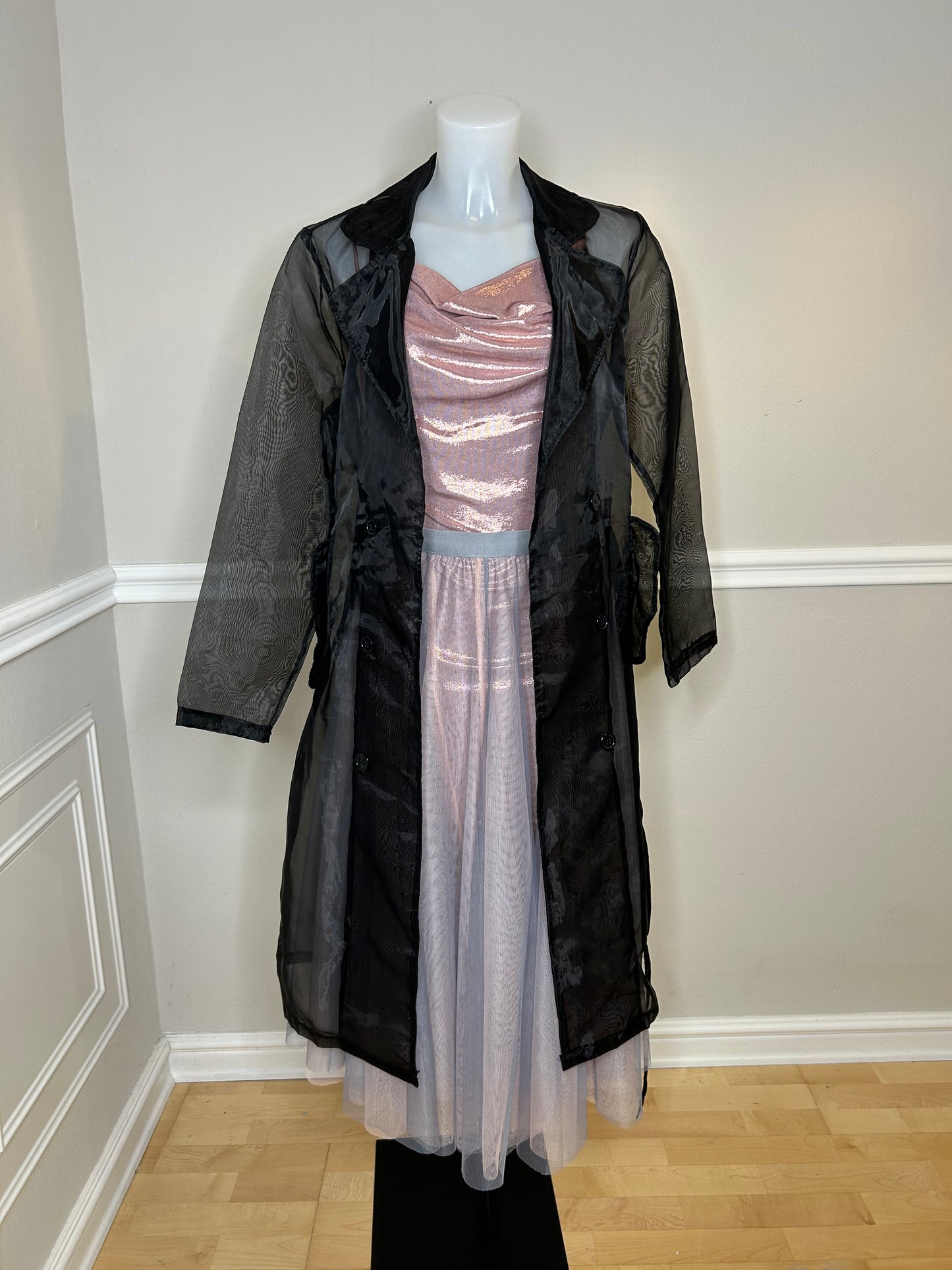Transparenter Trenchcoat „French Moon“(Organza), black