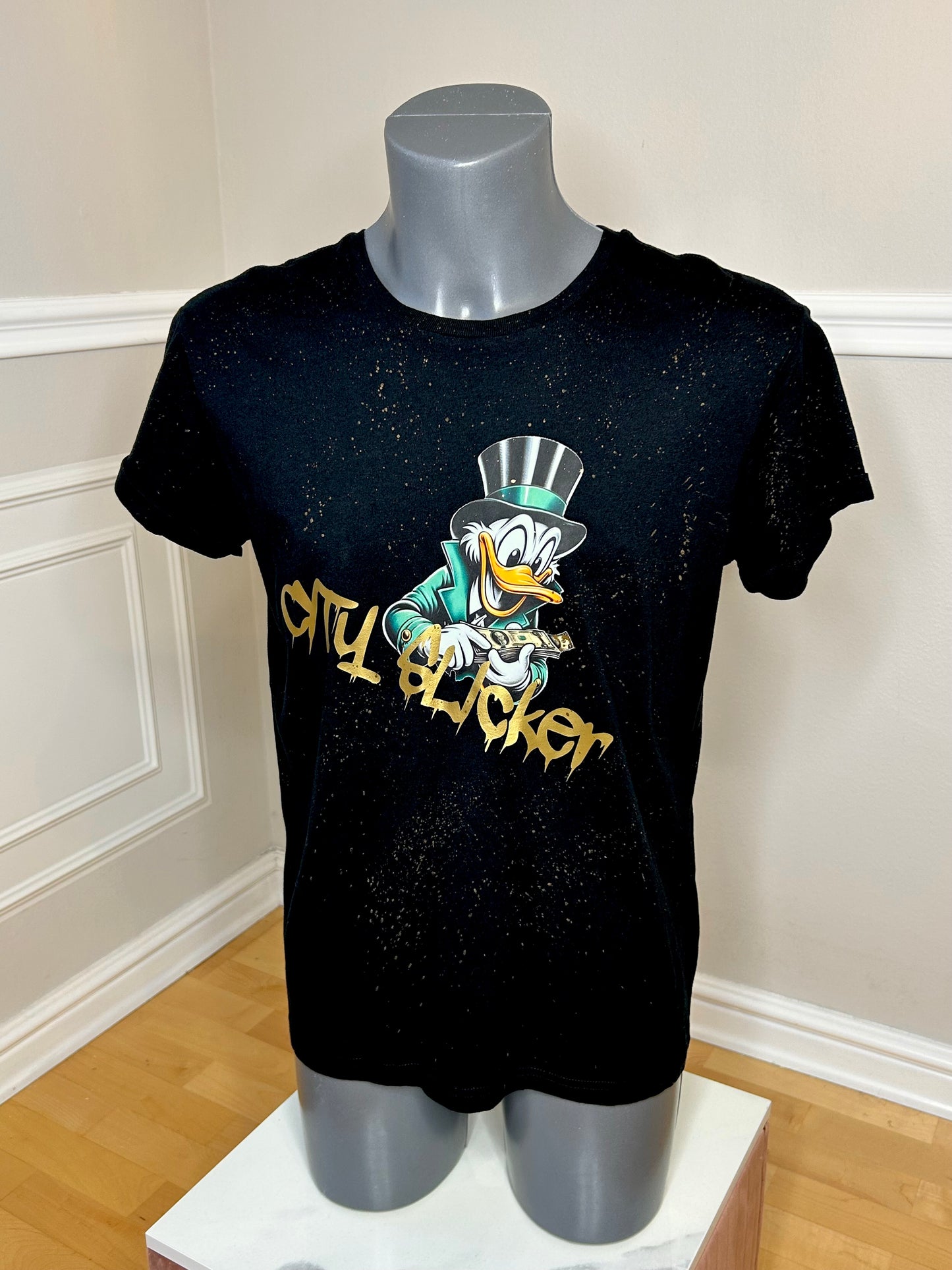 T-Shirt, kurzarm, „Money Duck“, kunstveredelt, Größe M