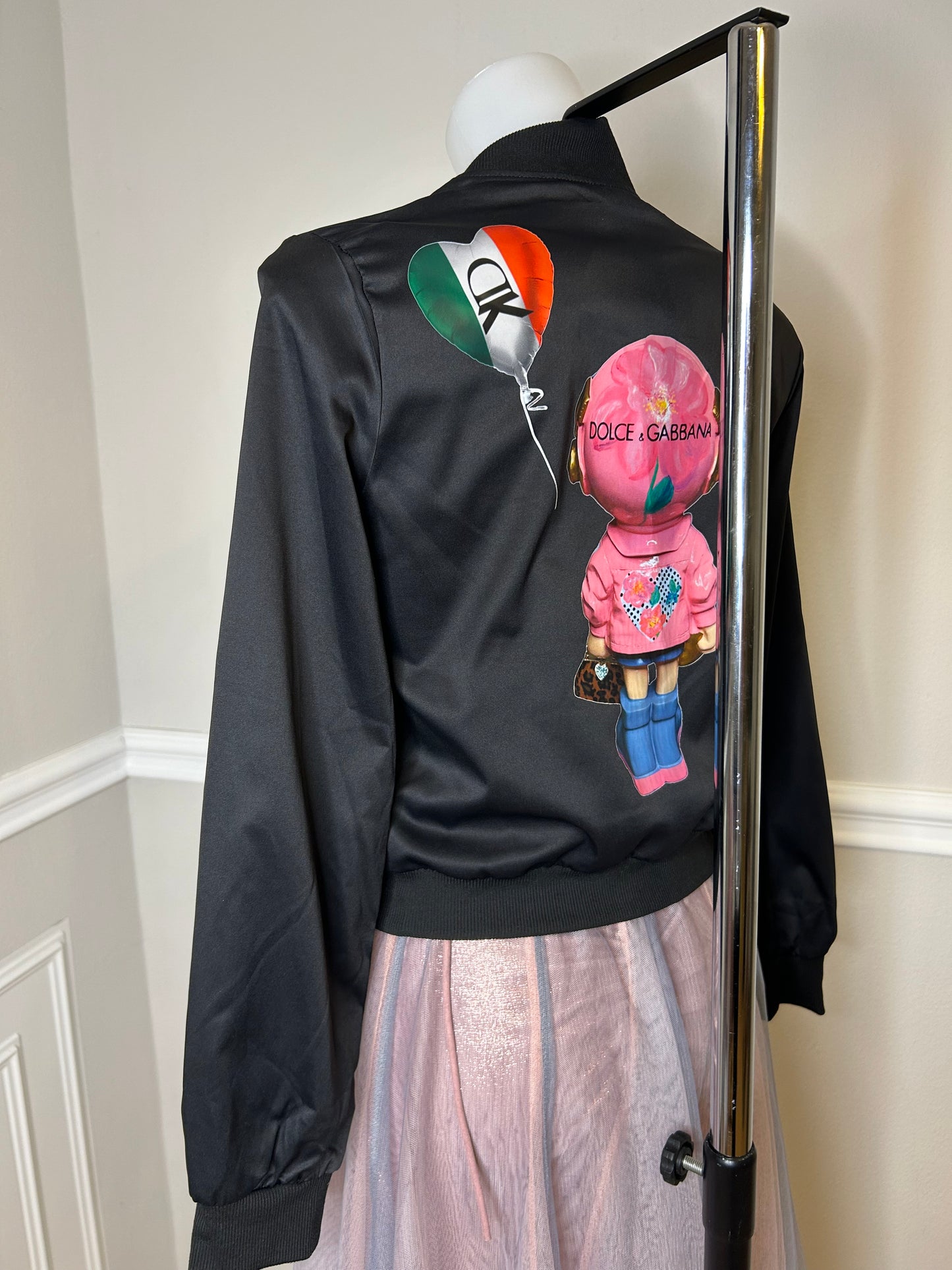 Bomberjacke Fly me to Italy, schwarz, Größe S