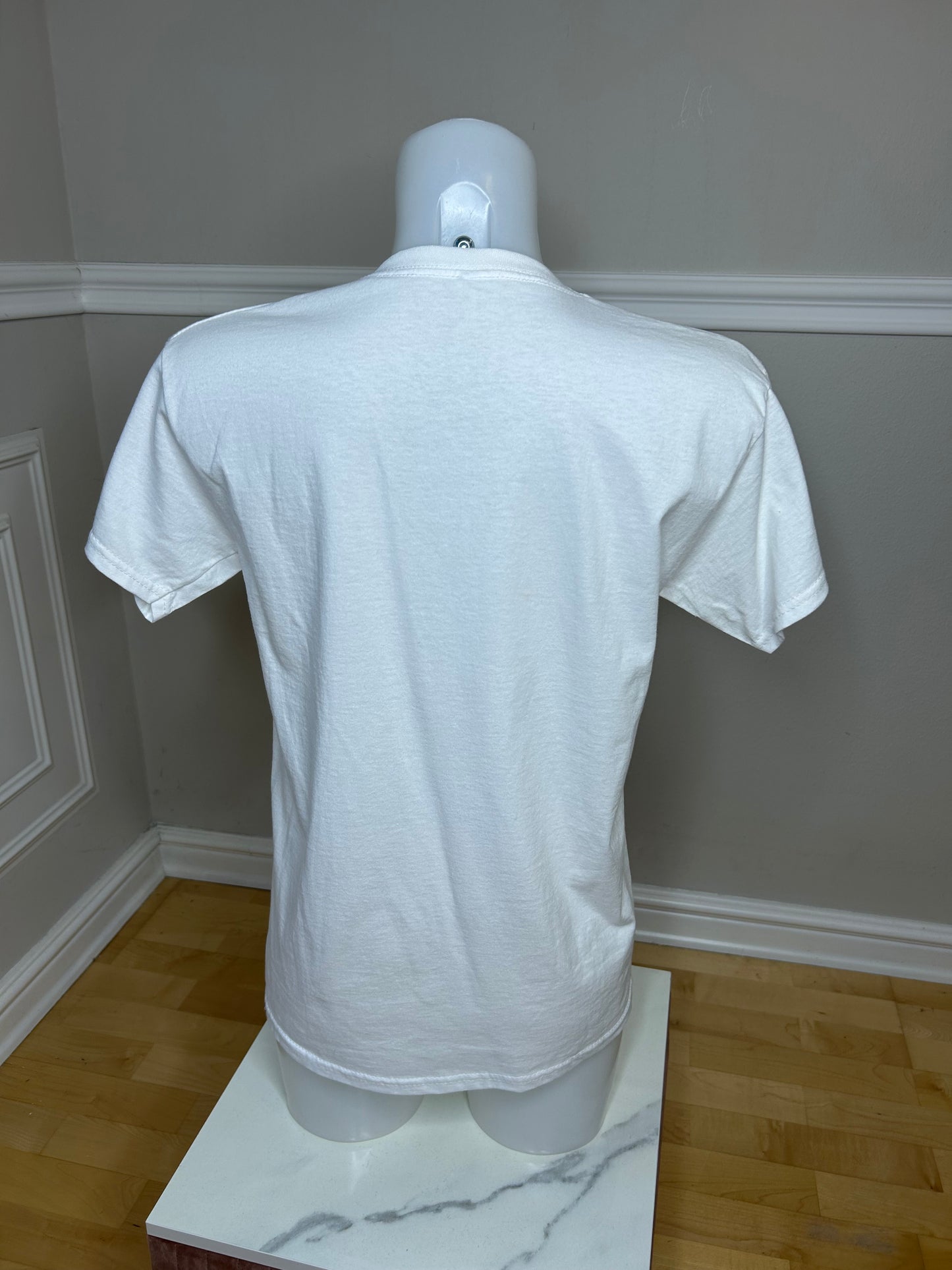 T-Shirt, kurzarm, „Smile“, kunstveredelt, Größe S