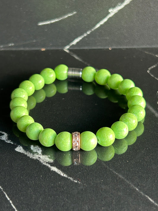 Heilstein-Perlenarmband „Heal“ mit Strass, Farbe grün, Größe M