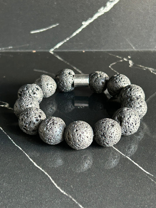 Heilstein-Perlenarmband „Heal“ , Farbe schwarz, Größe M