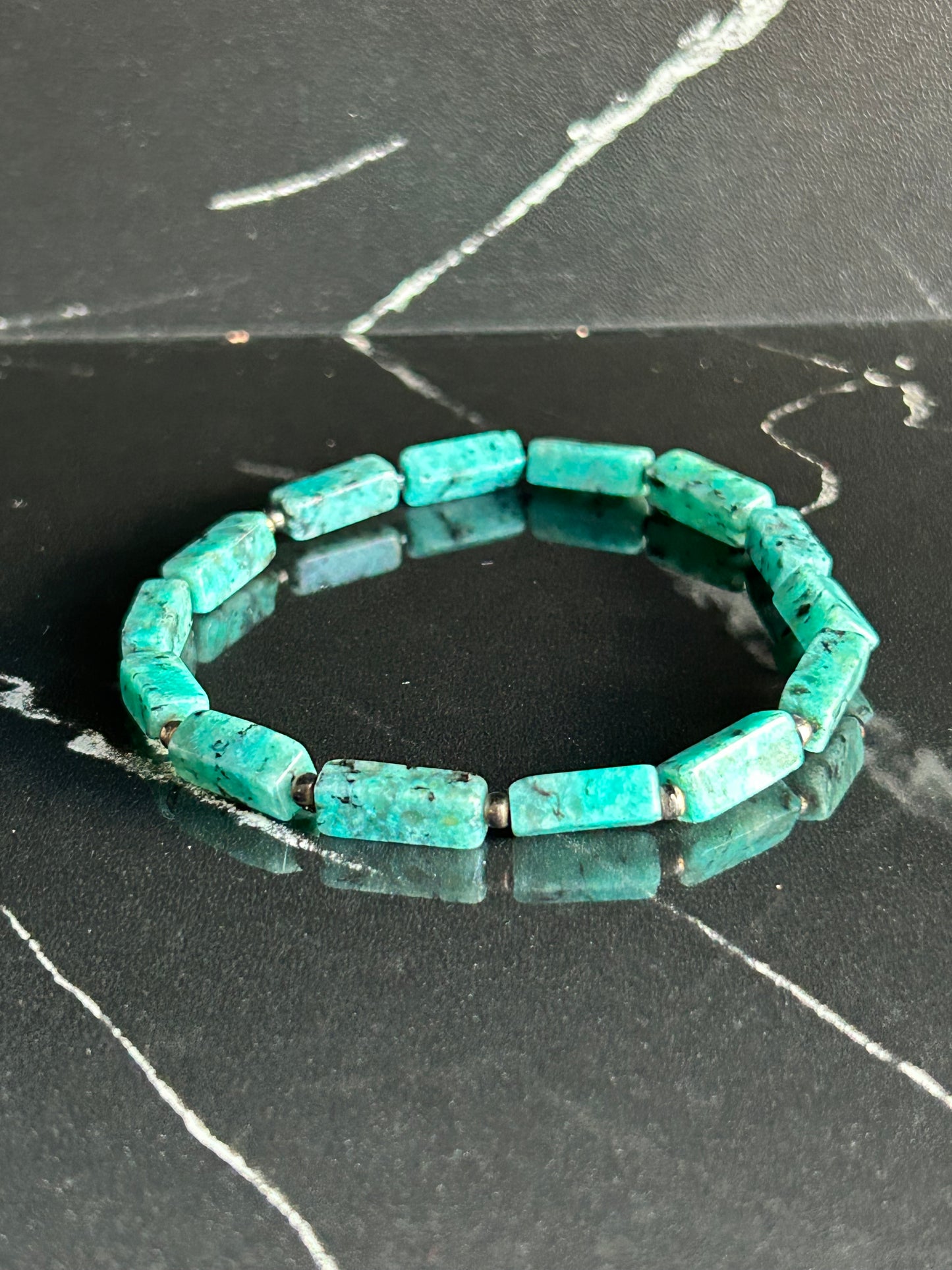 Heilstein-Perlenarmband „Heal“, Farbe türkis, Größe L