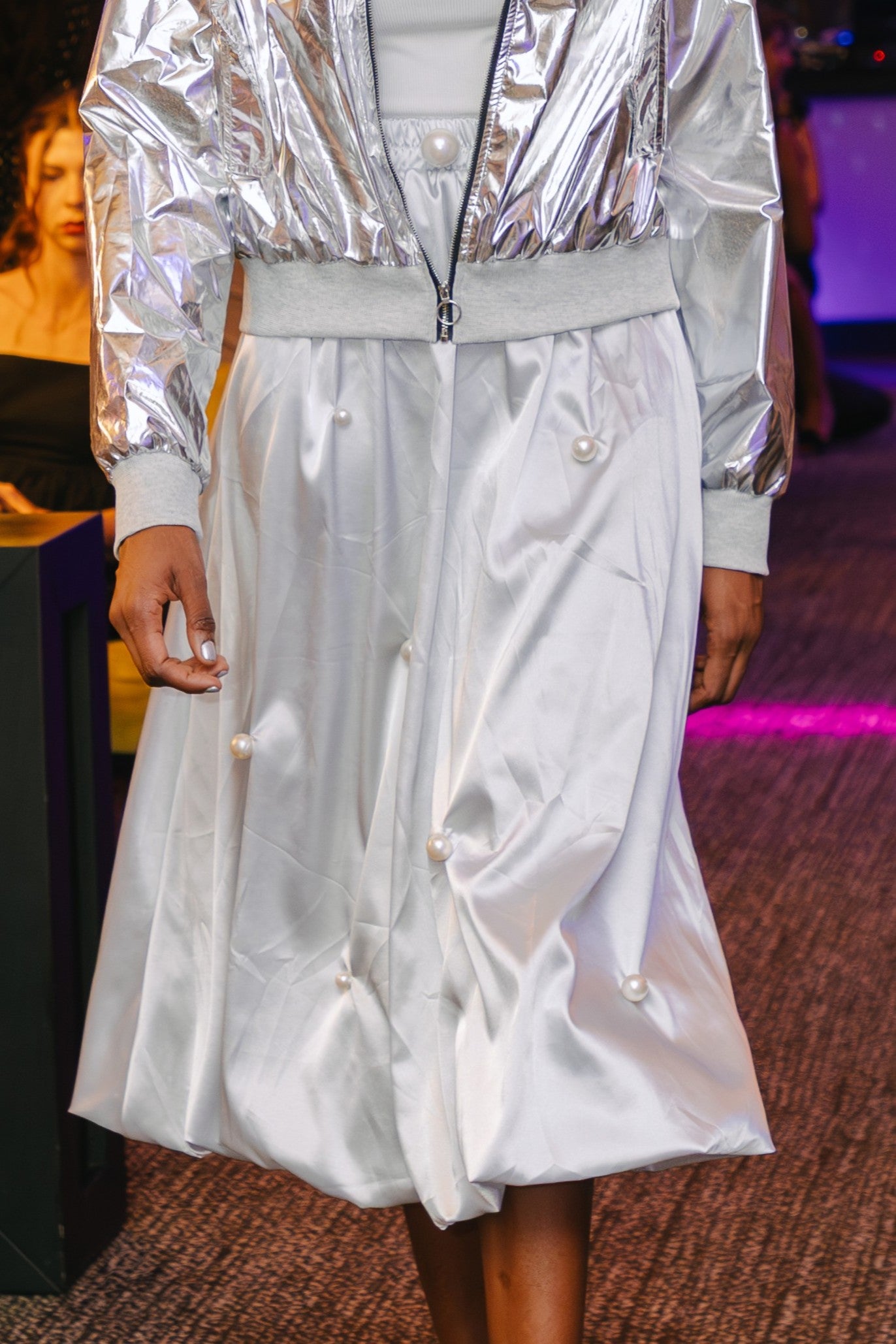 Ballonrock "Moon Pears", silber, handgenäht, Größe S