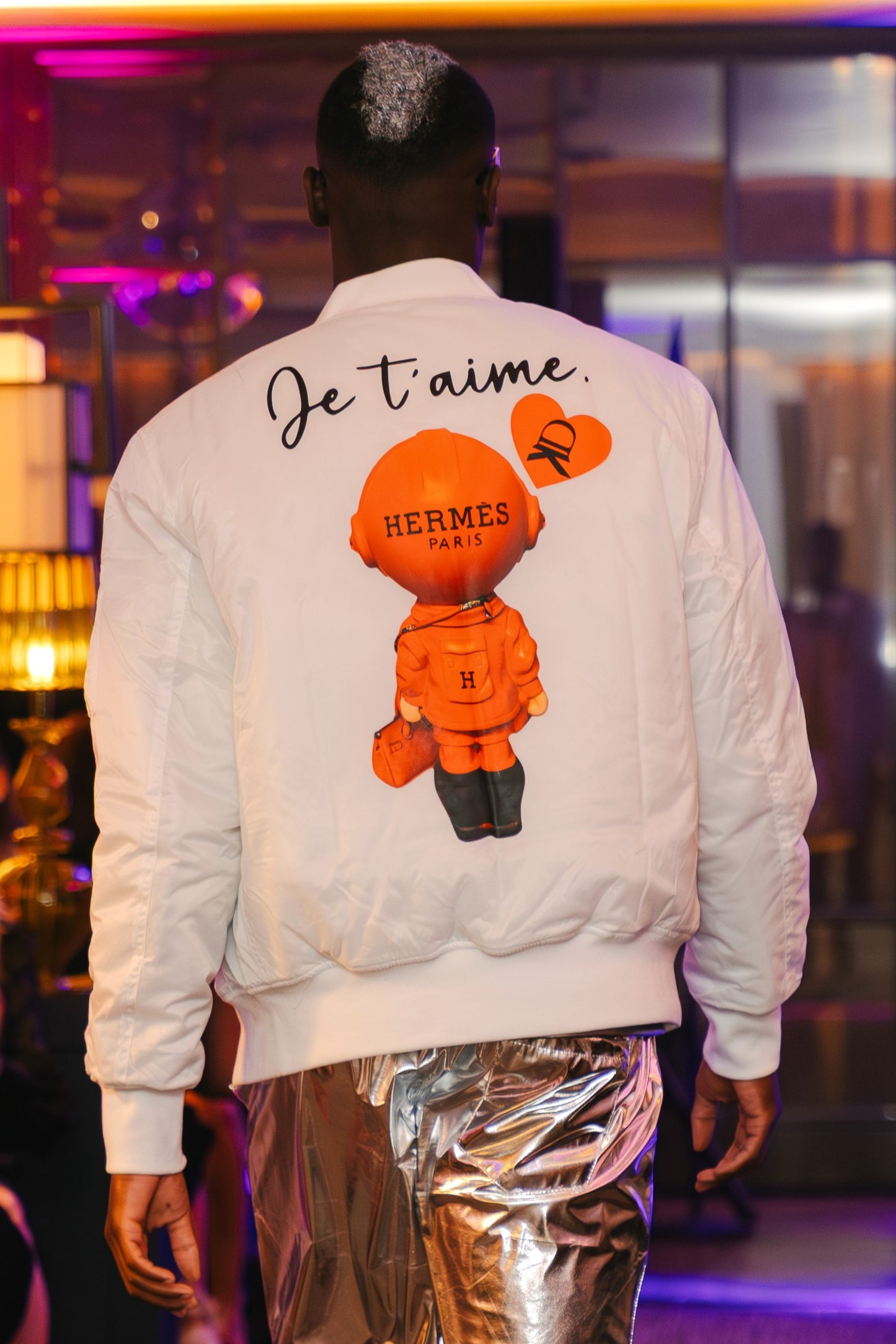 Bomberjacke „Je t‘aime”, weiß, Größe XL