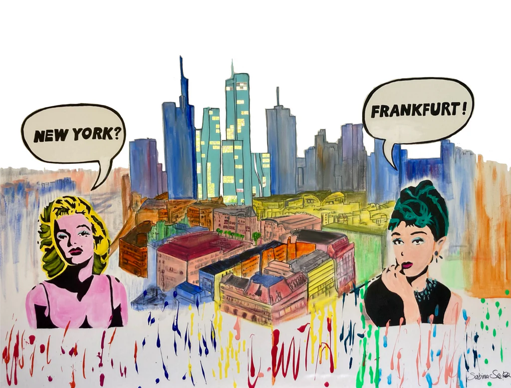 Original-Gemälde, 120x90cm, "Breakfast at Frankfurt's", Acryl & Öl auf Leinwand