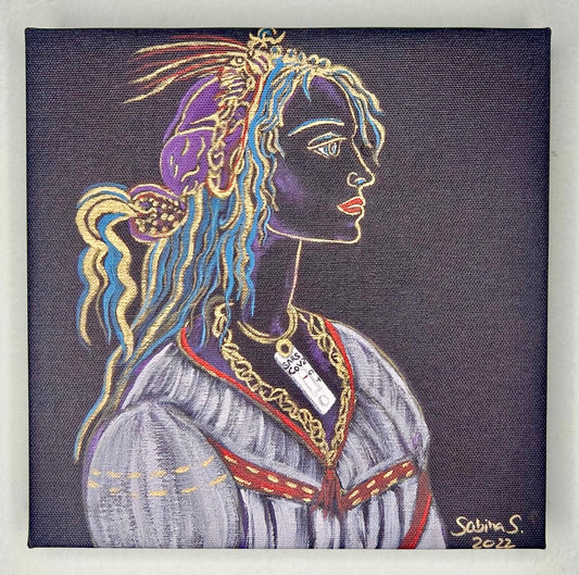 Selbstgemaltes Kunstwerk als Kunstdruck auf Canvas, "The Muse", Größe 20x20cm