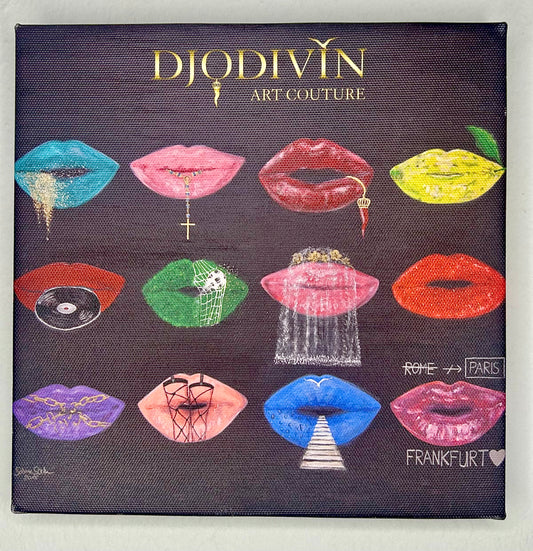 Selbstgemaltes Kunstwerk als Kunstdruck auf Canvas, "Femme Fatale", Größe 20x20cm