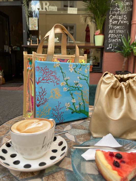 Art Bag "Coral Blossom" mit Mini-Leinwand