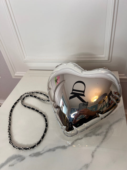 Balloon Bag „Heart“, silver, 24x21x9cm+Gurt
