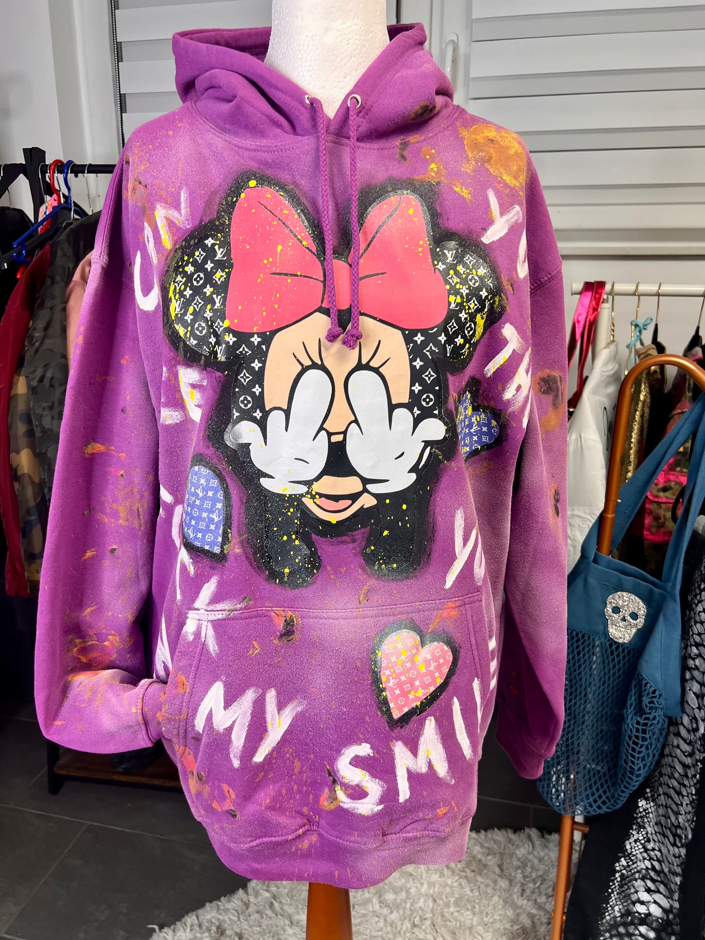 Hoodie "MOUSE LOVE FXXX YOU", kunstveredelt