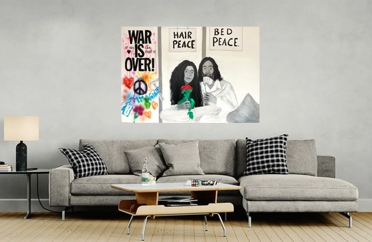 Original-Gemälde, 100x70cm, "Yoko & John for Peace", Acryl & Öl auf Leinwand