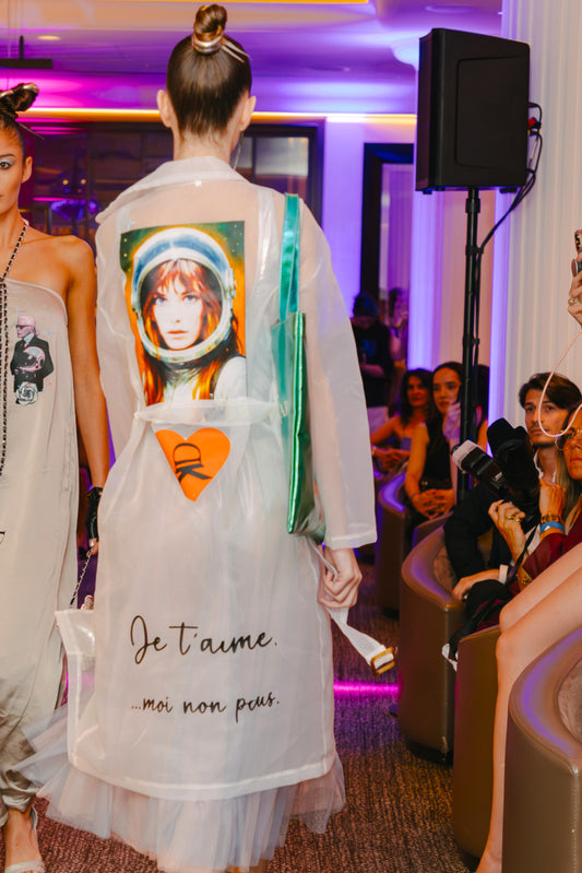 Transparenter Trenchcoat „Je t’aime“(Organza), weiss