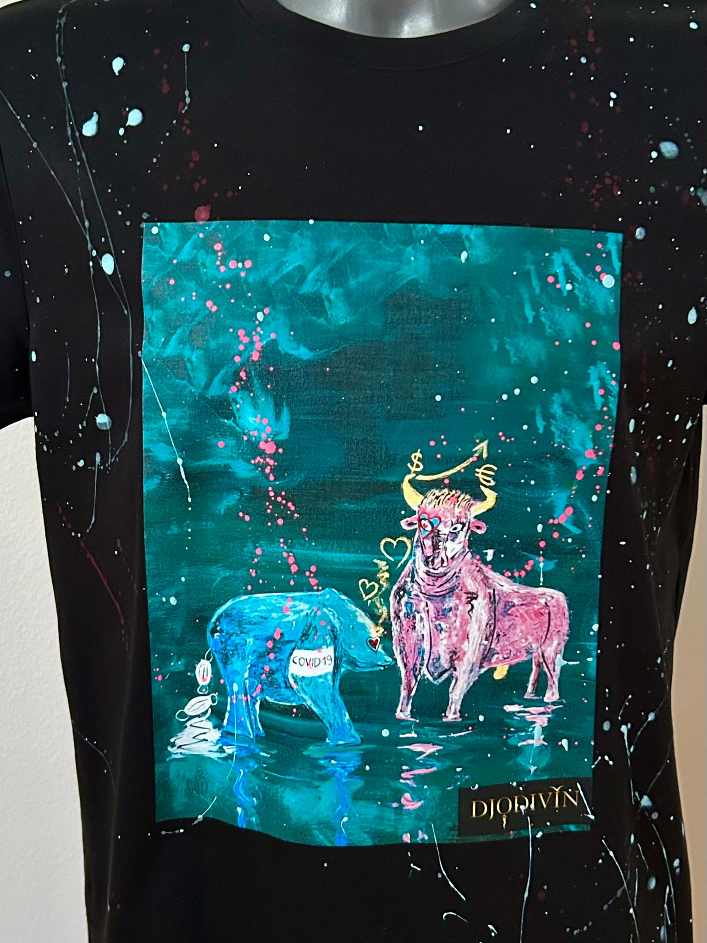 Grafitti T-Shirt "Bull & Bear", kunstveredelt