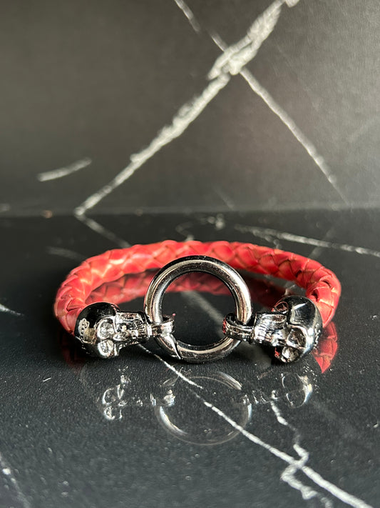 Leder-Armband „Immortal“, Farbe korallrot, Größe M