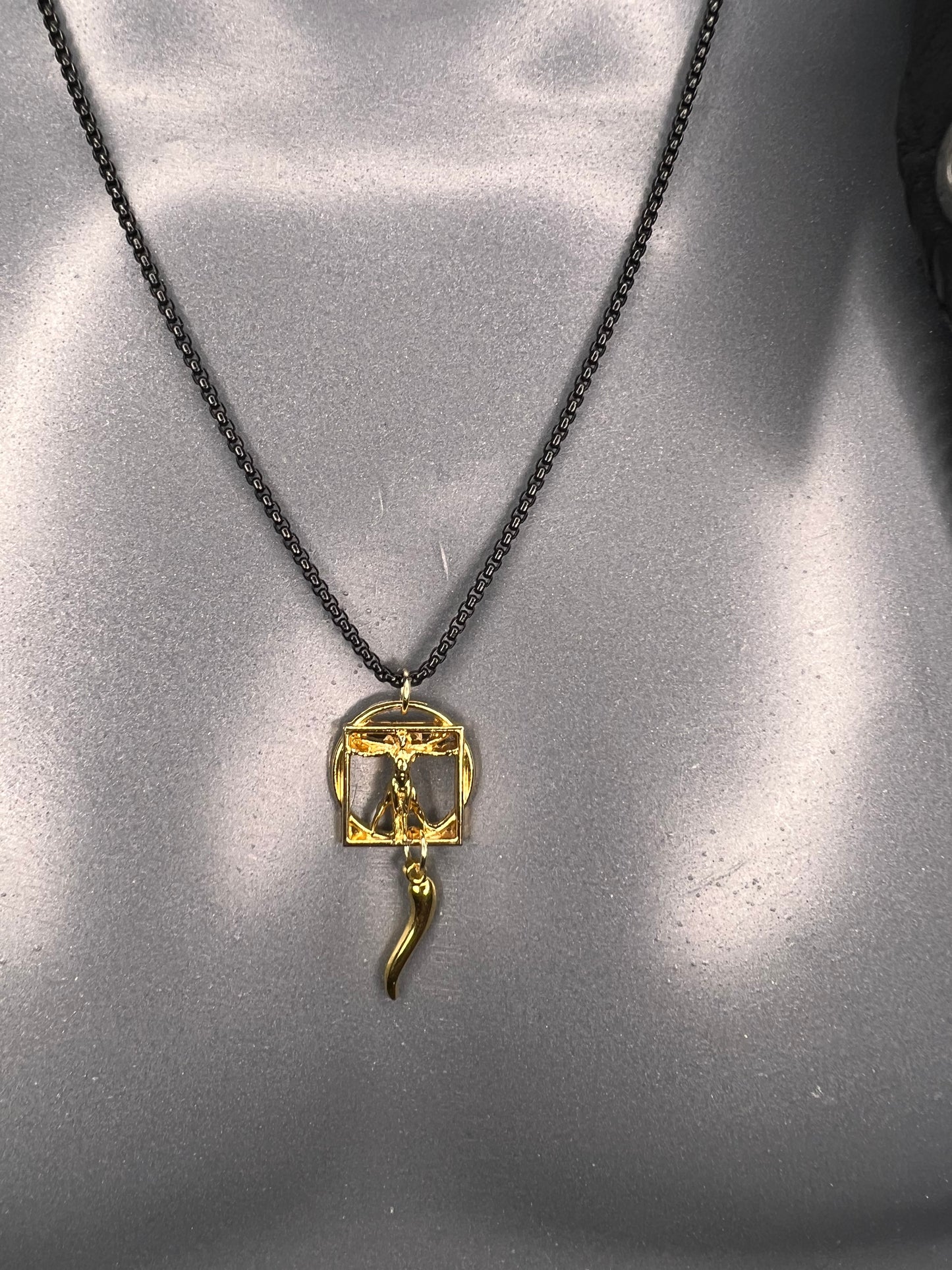 Halskette "Da Vinci" 14KT gold plated mit Glücks-Horn