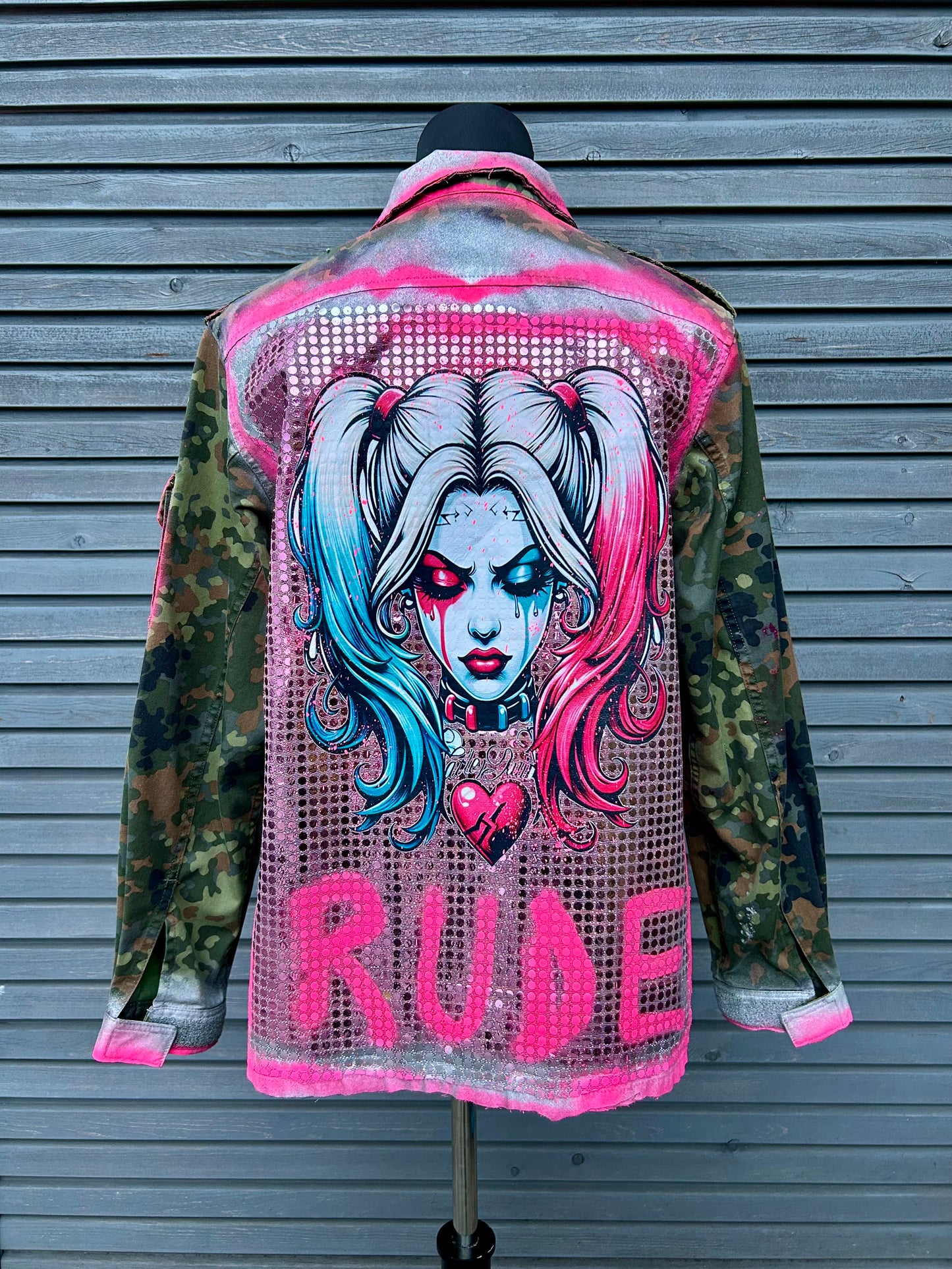 Military Jacket "Crazy Girl", kunstveredelt, Größe M