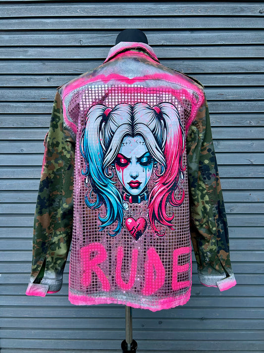 Military Jacket "Crazy Girl", kunstveredelt, Größe M