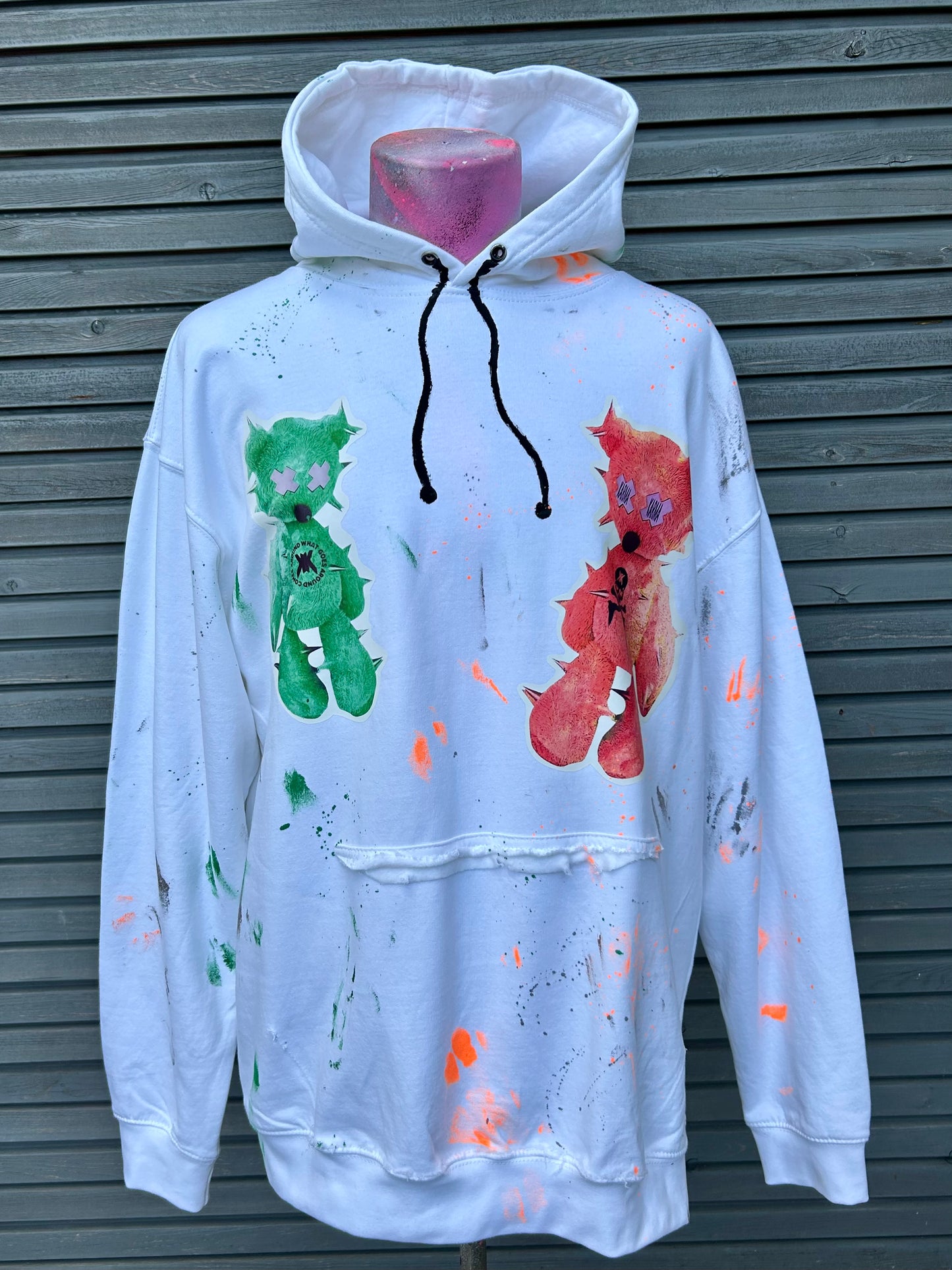 Hoodie "Punk Teddy", kunstveredelt, Größe XL