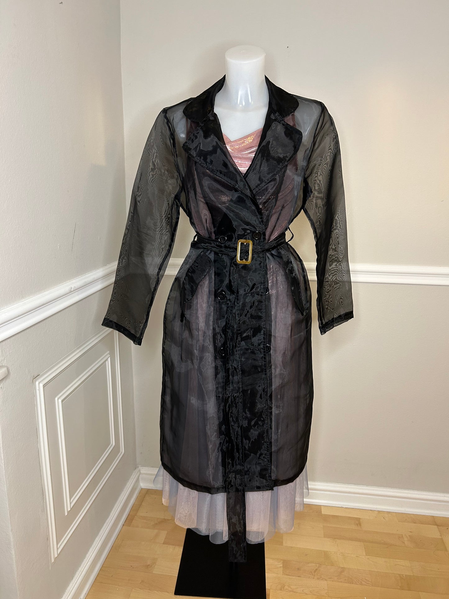 Transparenter Trenchcoat „French Moon“(Organza), black