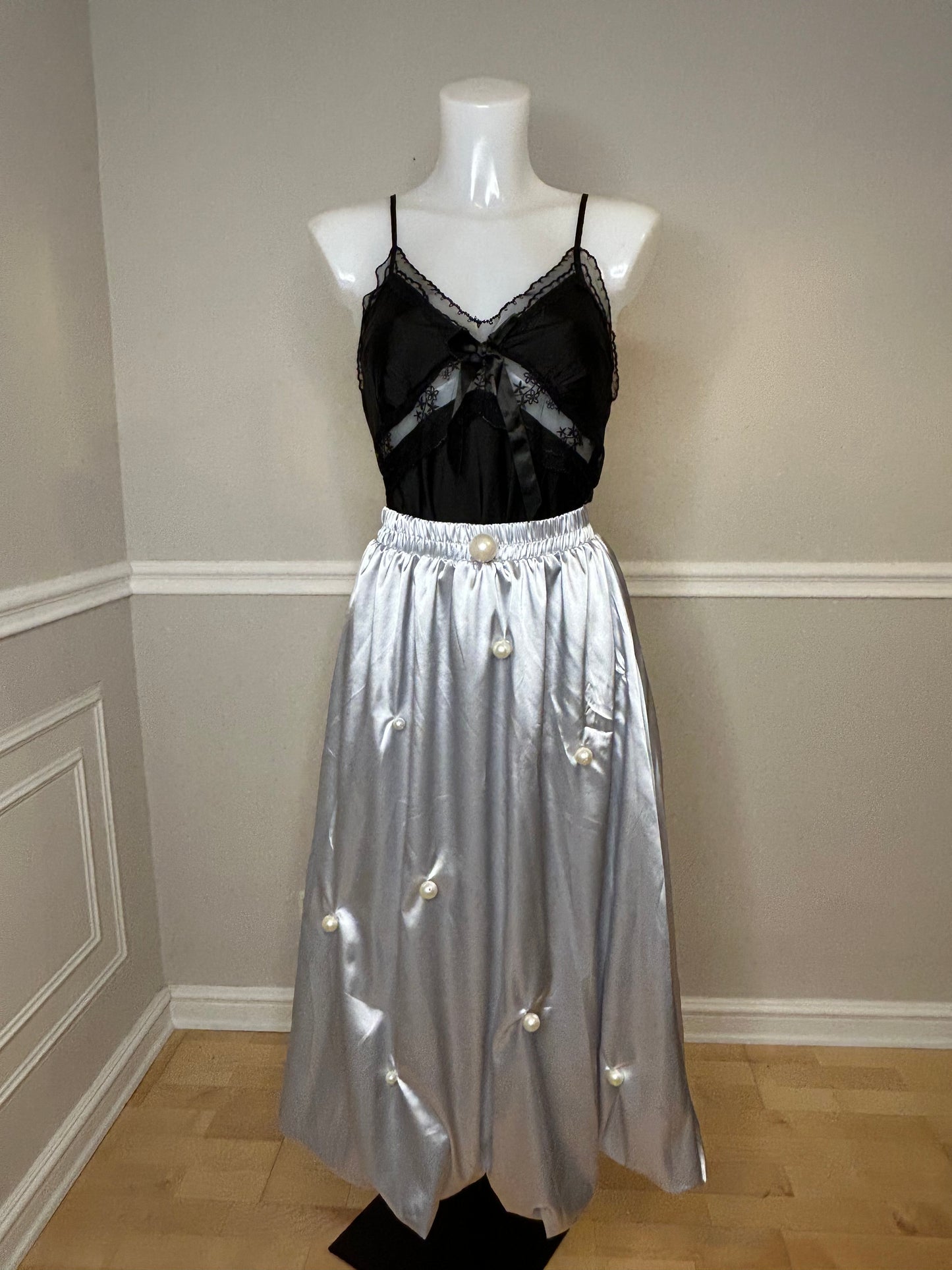 Ballonrock "Moon Pears", silber, handgenäht, Größe S