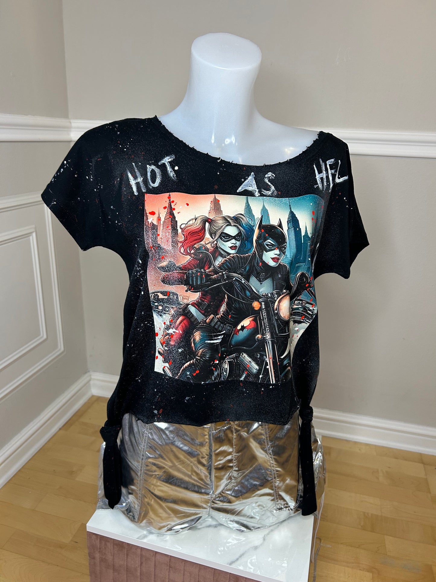 T-Shirt, kurzarm, „Crazy Girls“, kunstveredelt, Größe M