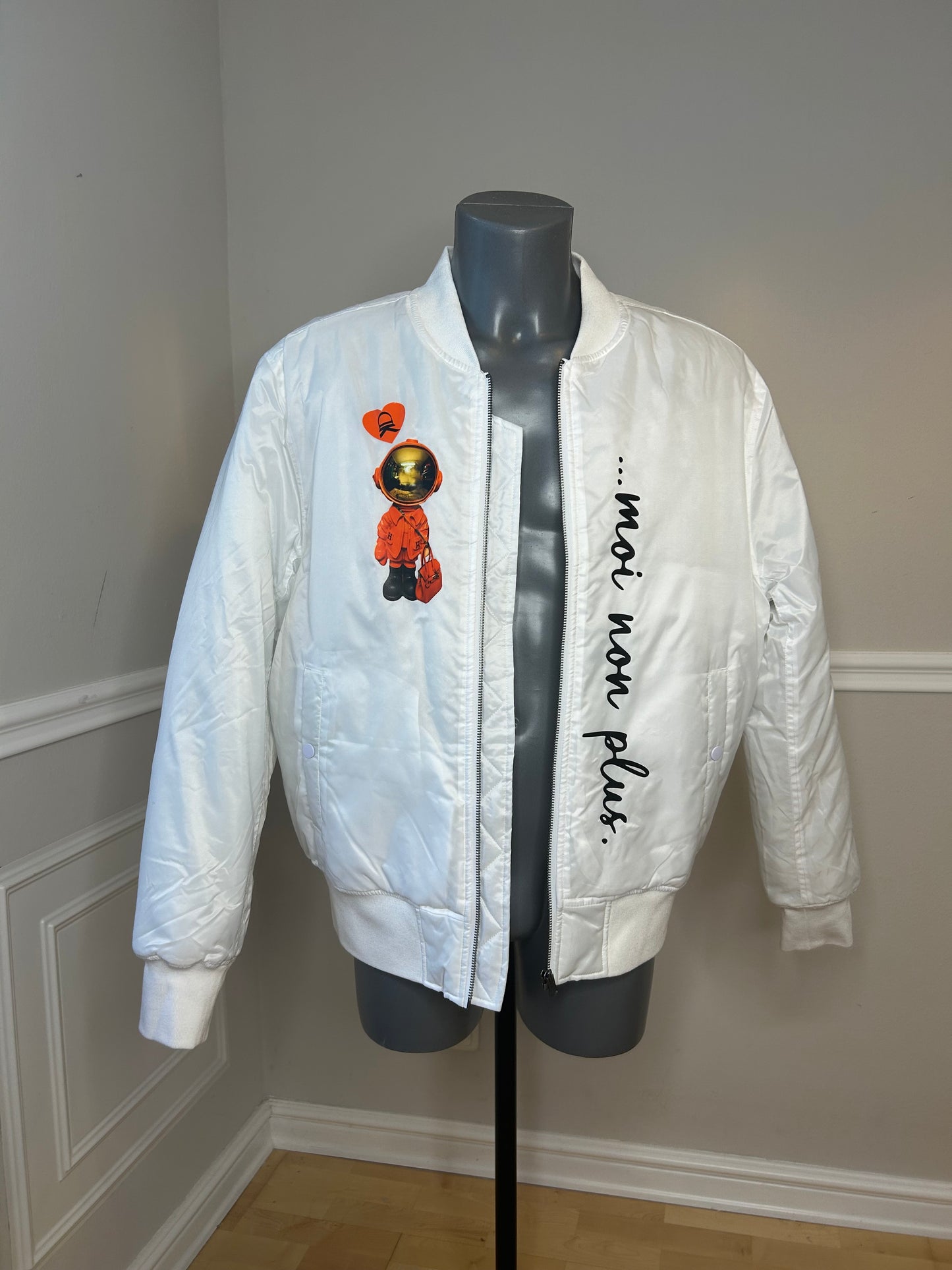 Bomberjacke „Je t‘aime”, weiß, Größe XL