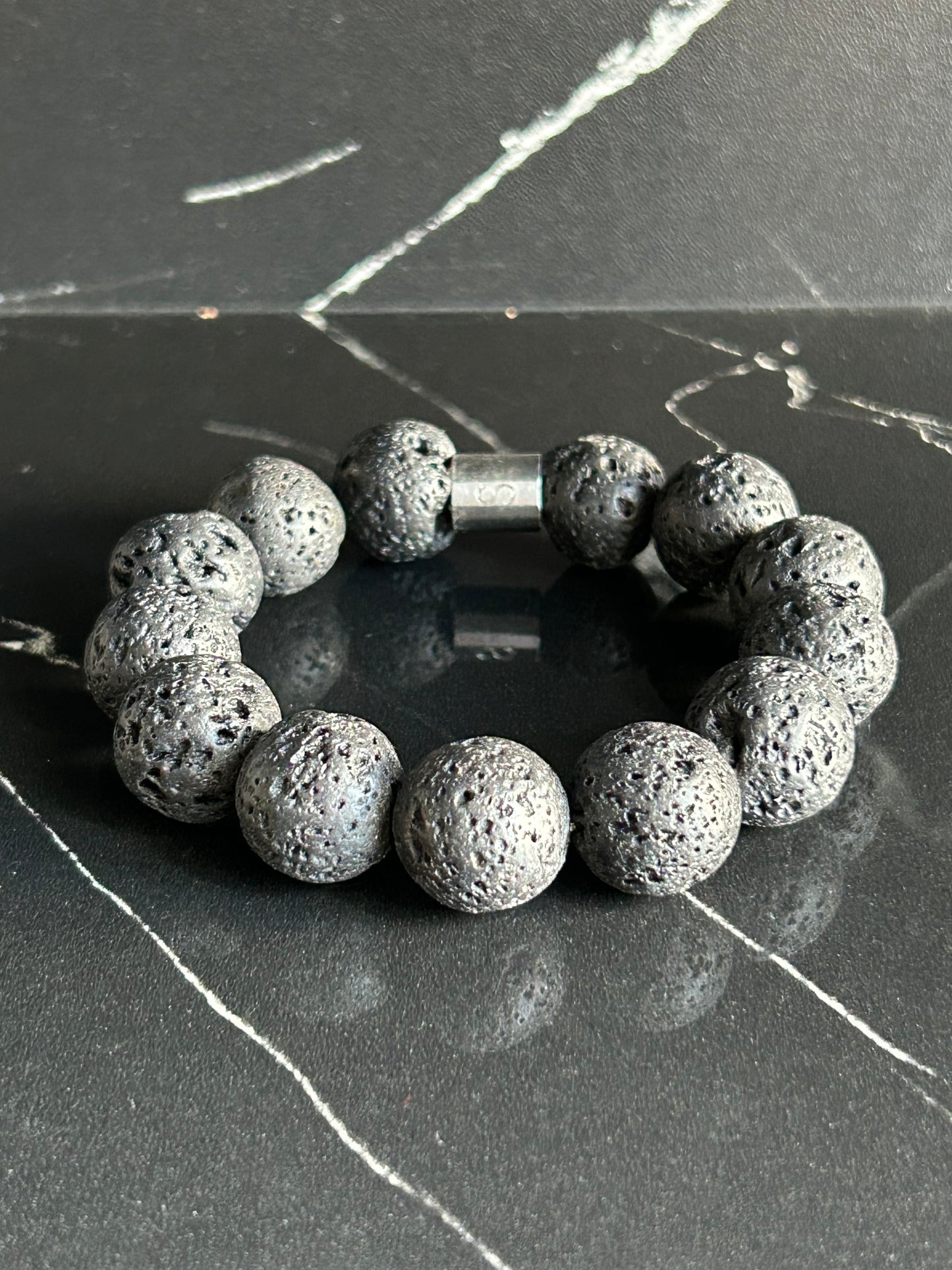 Heilstein-Perlenarmband „Heal“ , Farbe schwarz, Größe M