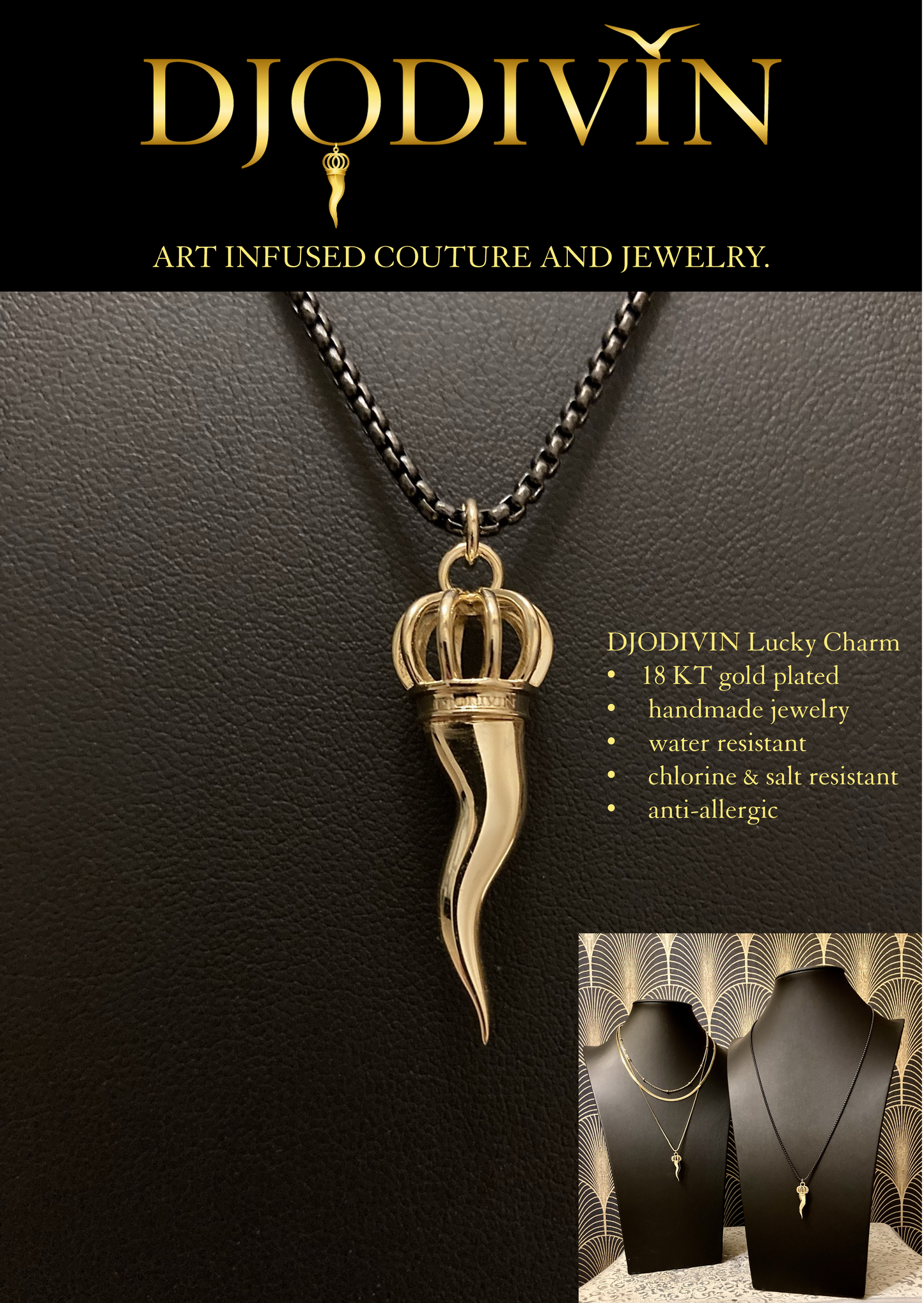 Lucky Charm single Necklace with Bullhorn